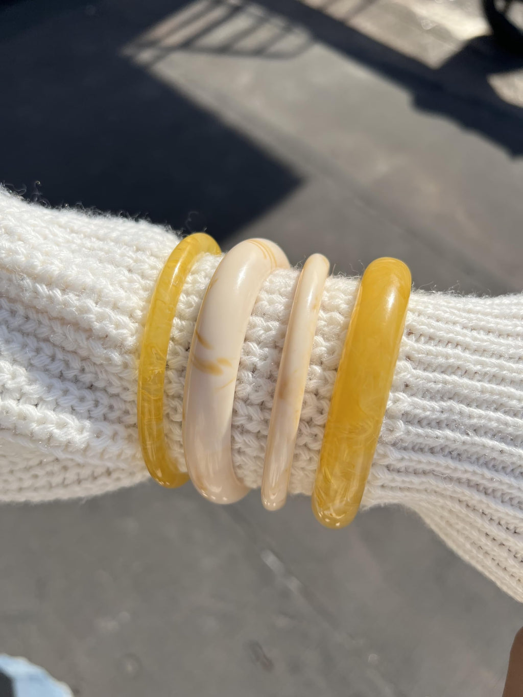 ÌF ME Acrylic Bangles Bracelets for Women, Irregular Acrylic Resin Chunky Bracelets Geometric Fashions Thick Statement bangle Set