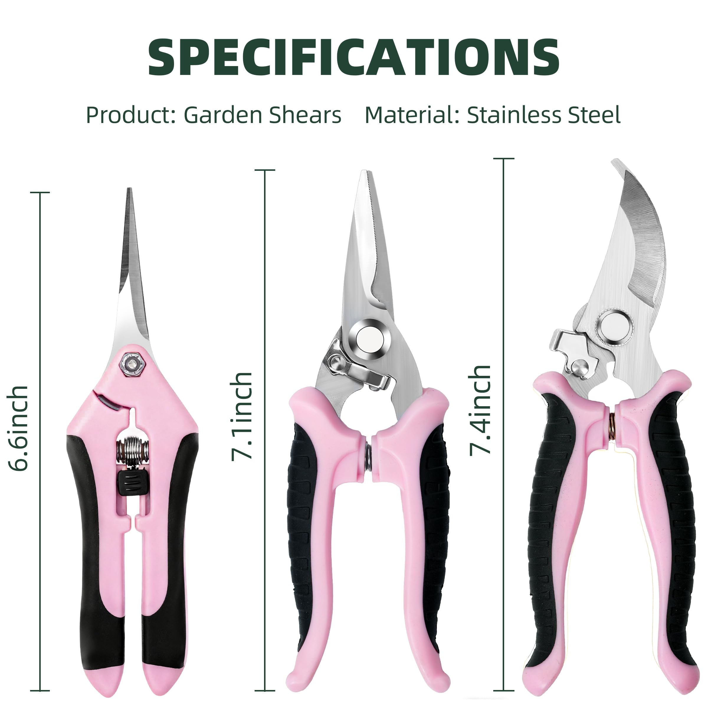 EWPJDK 3 Pack Garden Pruning Shears Scissors Clippers Stainless Steel