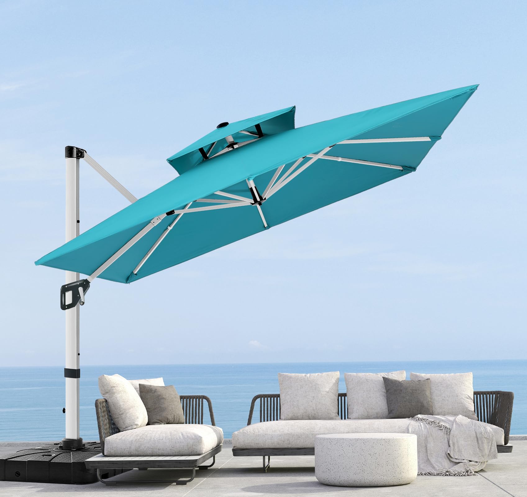 ABCCANOPY Patio Umbrella Cantilever Double Top Outdoor Offset Umbrella with 360° Rotation