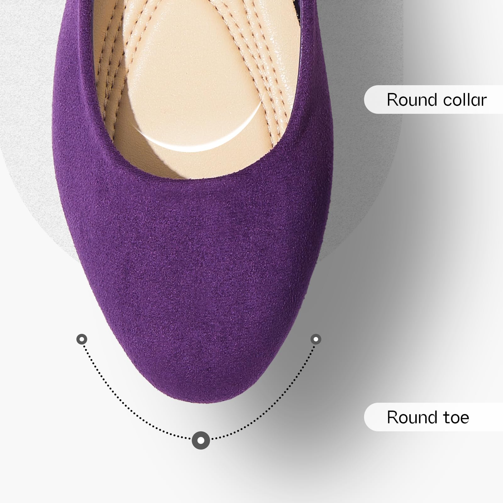 Shupua Flats for Women Round Toe Black Ballet Flats Dressy Work Shoes