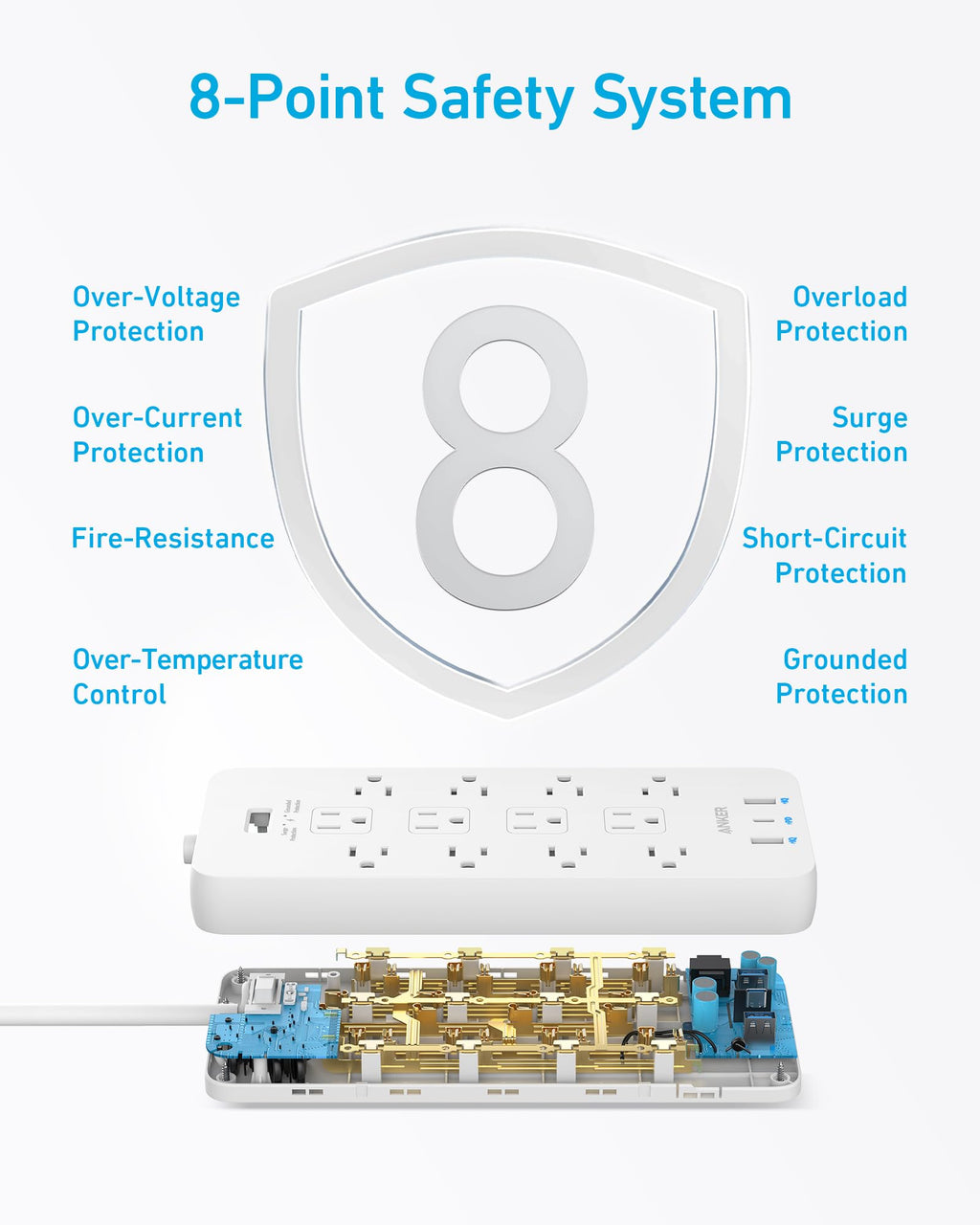 Anker Power Strip with 2100J Surge Protector, Outlet Extender, 20W, 12 AC