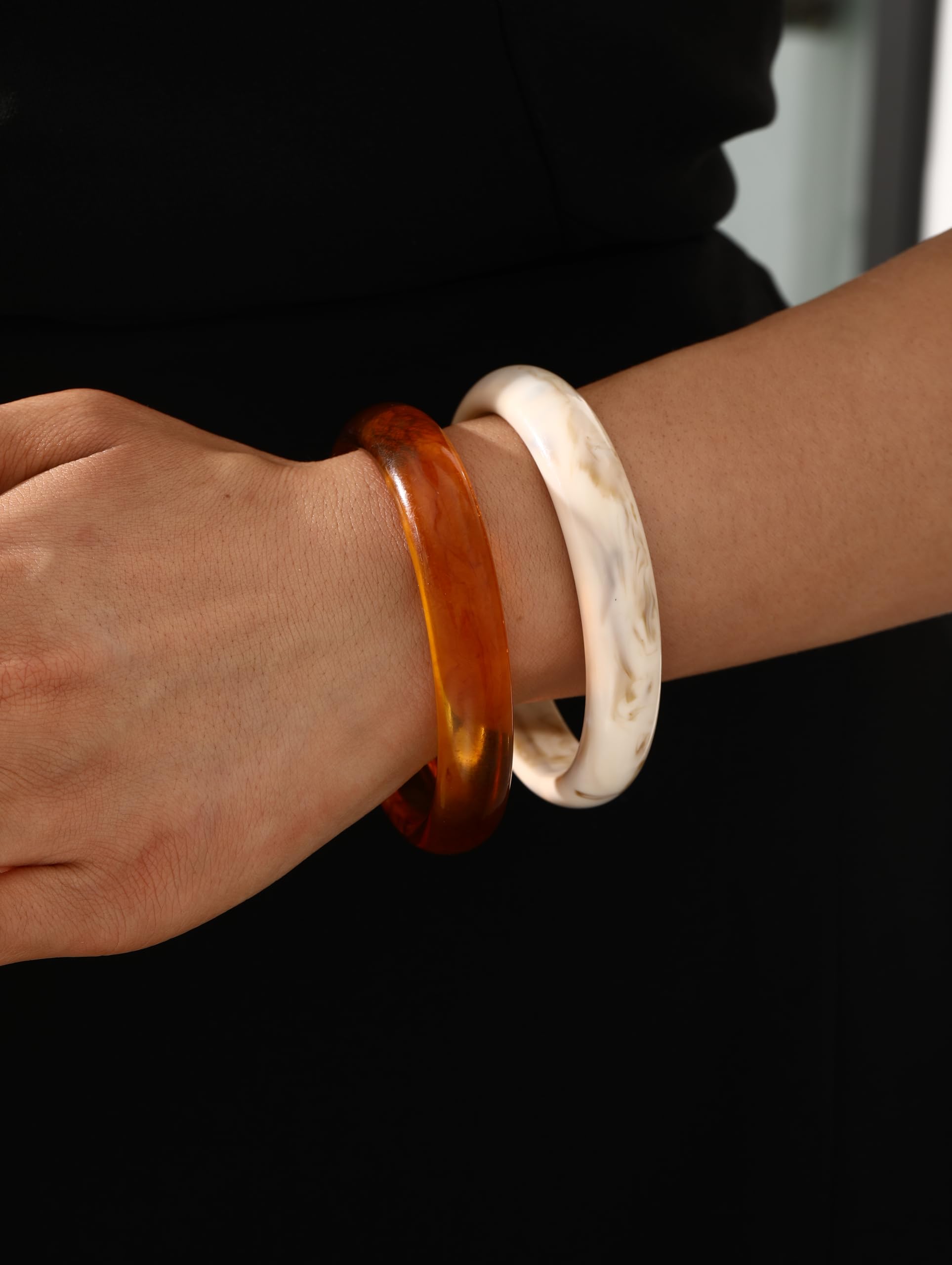 ÌF ME Acrylic Bangles Bracelets for Women, Irregular Acrylic Resin Chunky Bracelets Geometric Fashions Thick Statement bangle Set