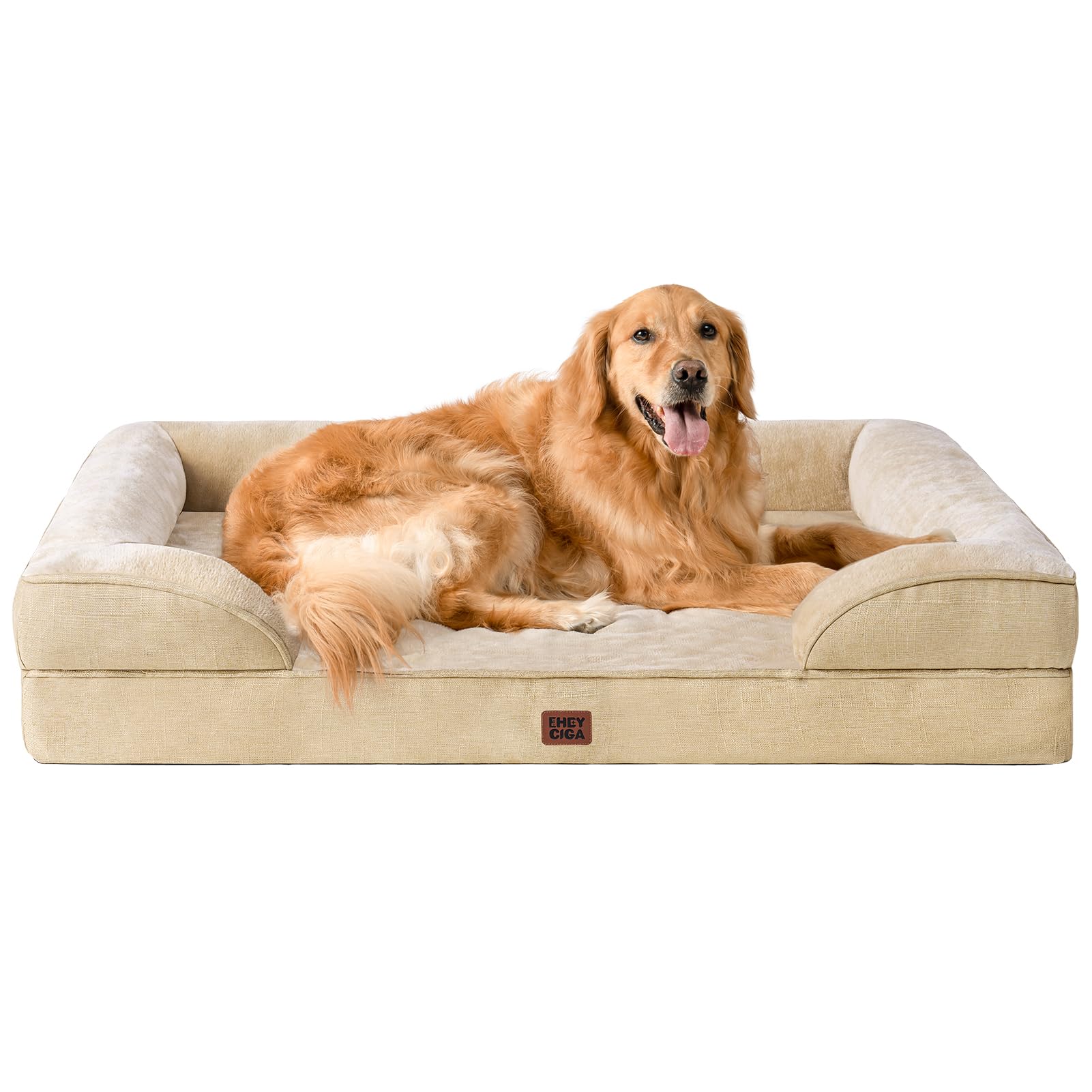 EHEYCIGA Orthopedic Dog Beds Large Sized Dog, Waterproof Memory Foam Pet Bed with Sides, Non-Slip Bottom Large Pet Bed with Washable Removable Cover, Grey
