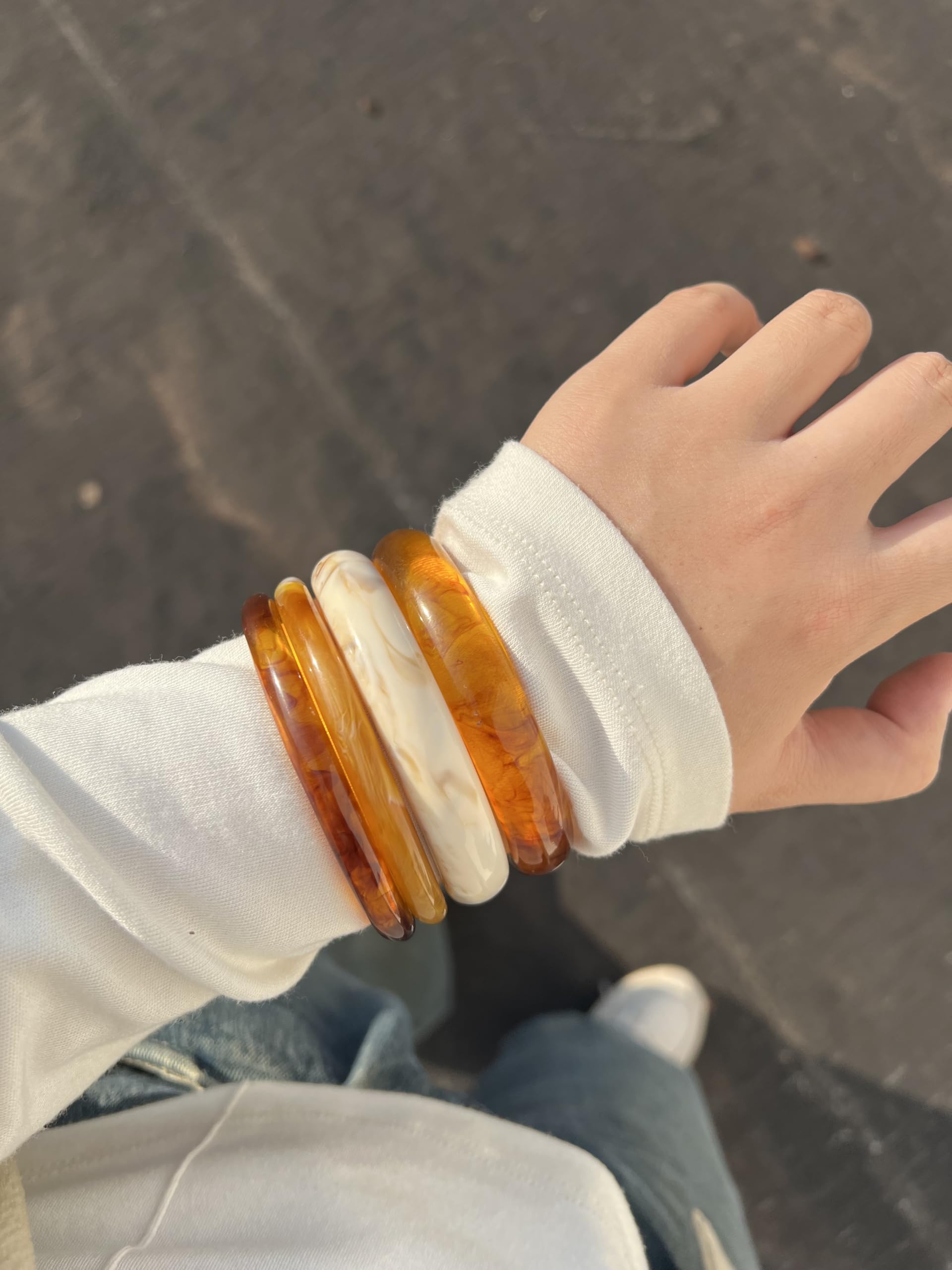 ÌF ME Acrylic Bangles Bracelets for Women, Irregular Acrylic Resin Chunky Bracelets Geometric Fashions Thick Statement bangle Set