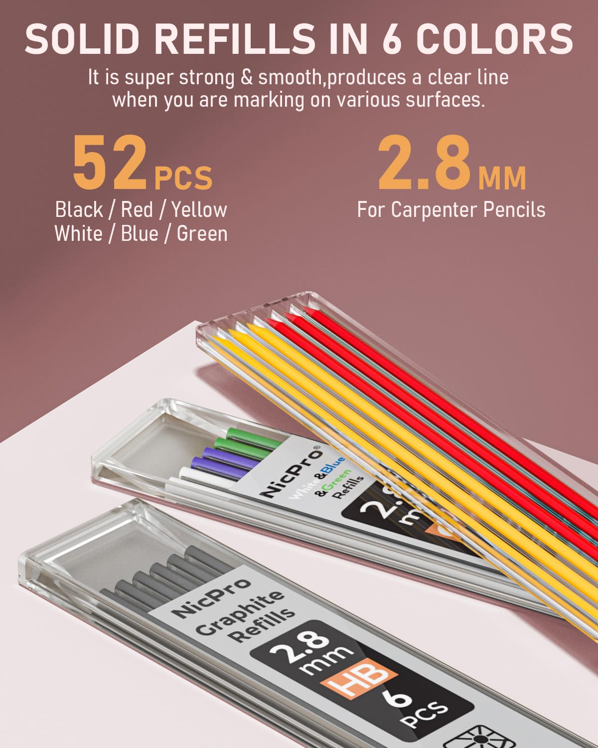 Nicpro Carpenter Pencils with Sharpener, Mechanical Pencil for Construction