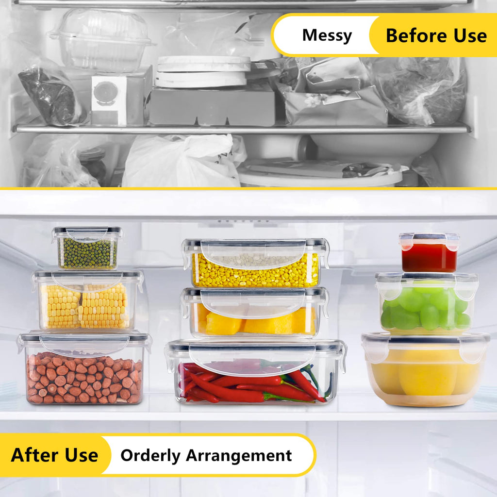 JSCARES 40 PCS Food Storage Containers with Lids Airtight (20 Lids &20 Containers) - Leakproof Meal-Prep Containers for Kitchen Storage Reusable Plastic Microwave/Dishwasher Safe with Labels & Pen