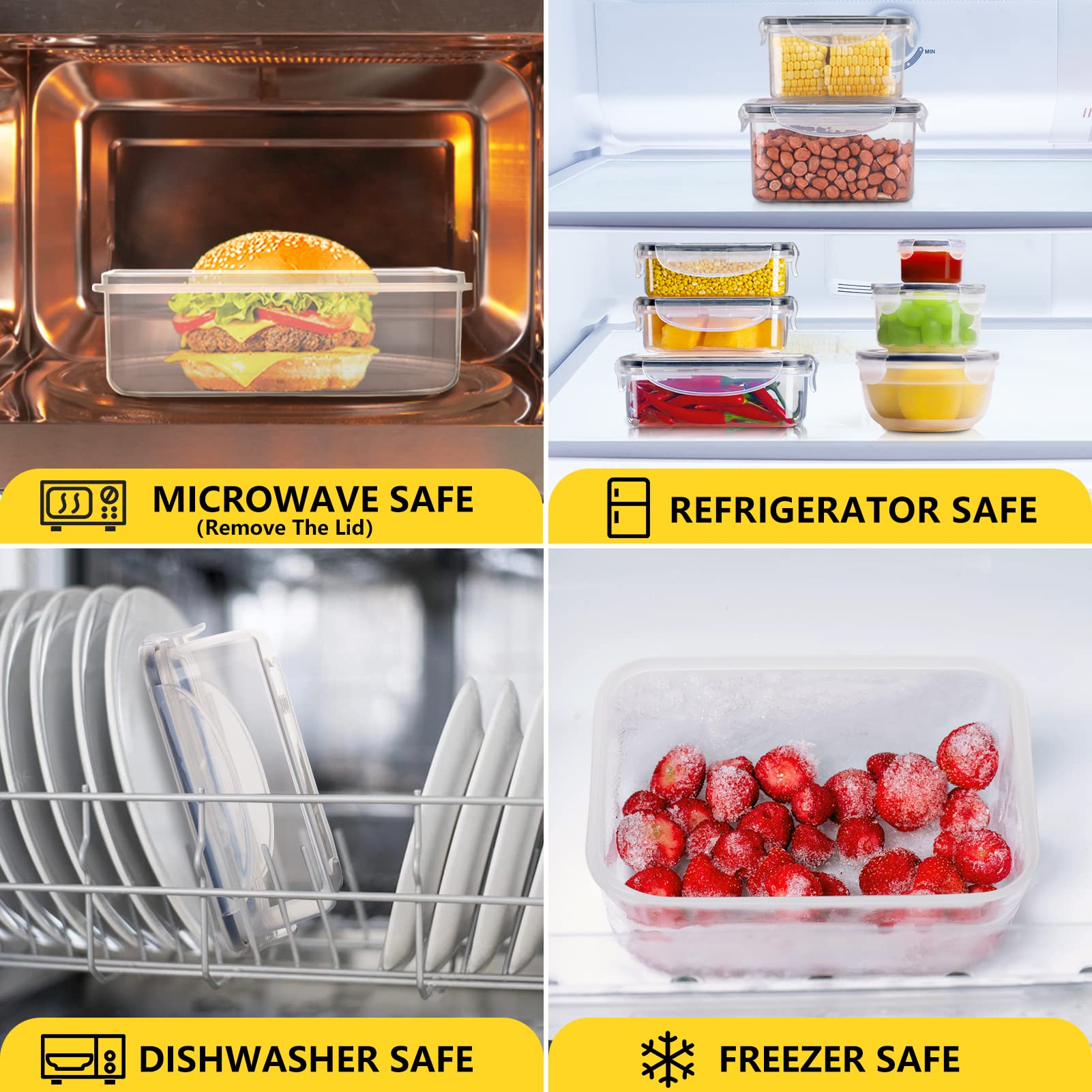 JSCARES 40 PCS Food Storage Containers with Lids Airtight (20 Lids &20 Containers) - Leakproof Meal-Prep Containers for Kitchen Storage Reusable Plastic Microwave/Dishwasher Safe with Labels & Pen