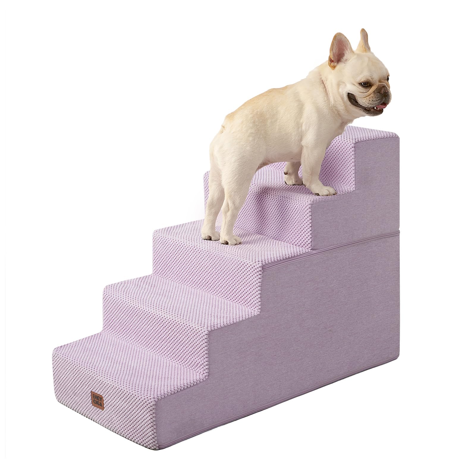EHEYCIGA Dog Stairs for Bed 18" H, 4-Step Dog Steps for High Bed, Grey