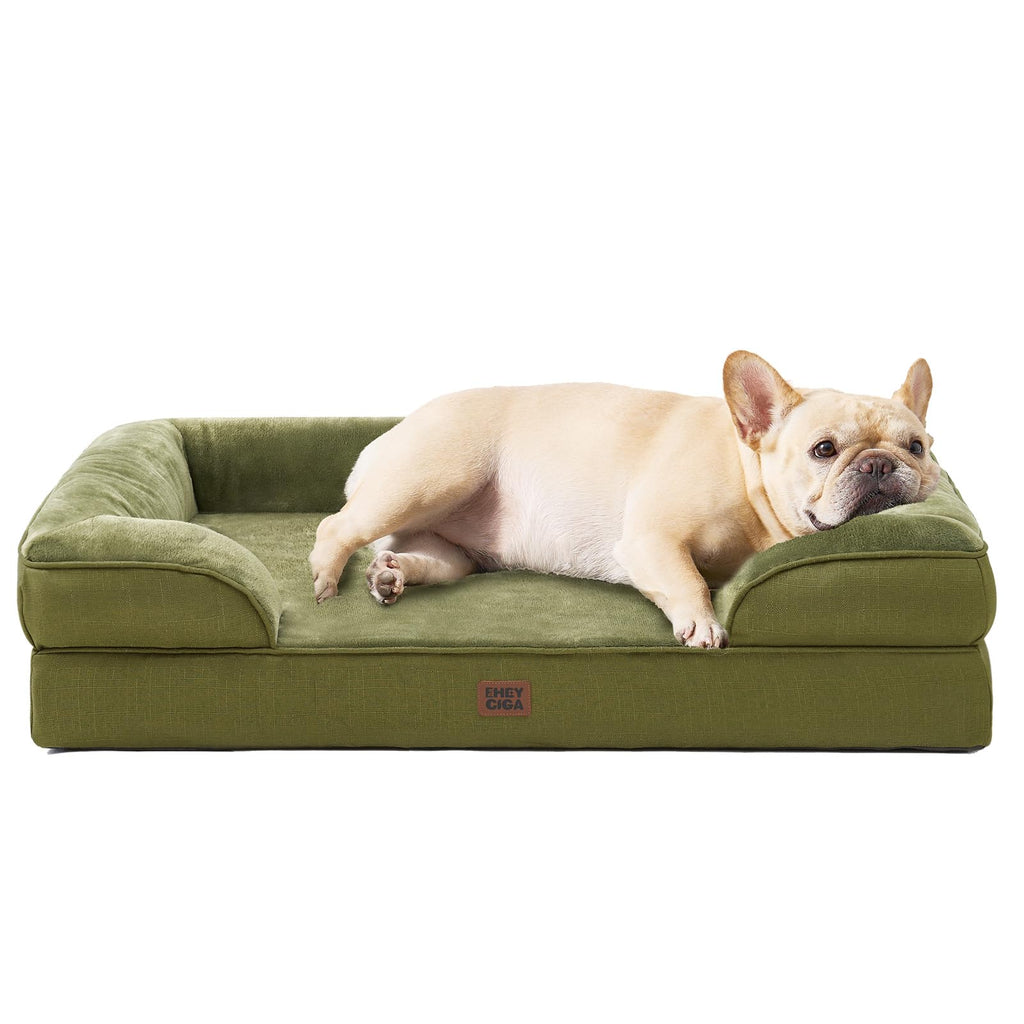 EHEYCIGA Orthopedic Dog Beds Large Sized Dog, Waterproof Memory Foam Pet Bed with Sides, Non-Slip Bottom Large Pet Bed with Washable Removable Cover, Grey