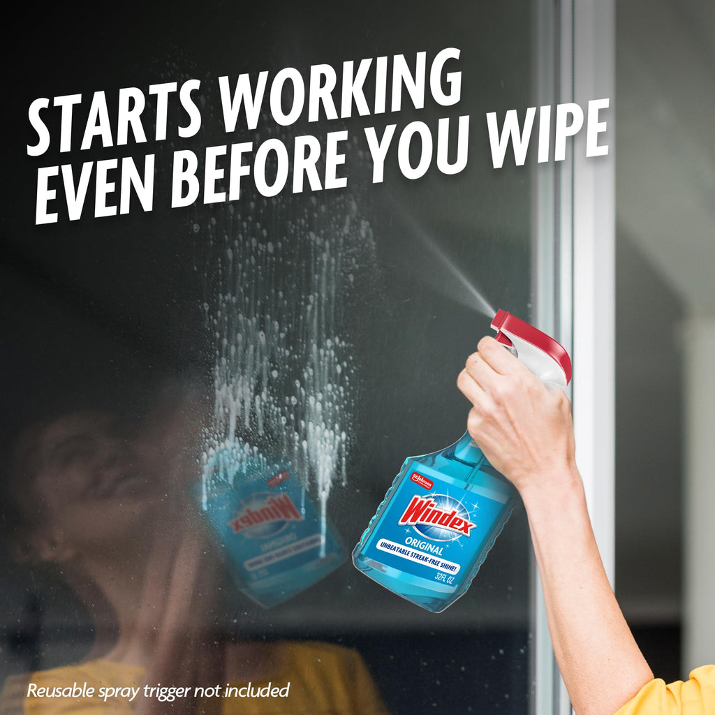 Windex Glass and Window Cleaner Spray Bottle, Packaging Designed to Prevent Leakage and Breaking, Surface Cleaning Spray, Original Blue Scent, 23 Fl Oz