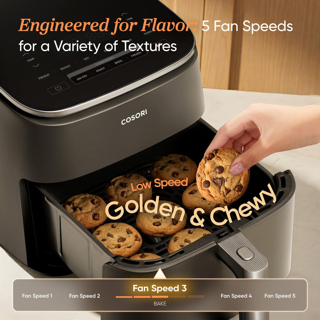 Cosori TurboBlaze Smart Air Fryer 6 Qt, Shake Reminders, 9-in-1, Cream