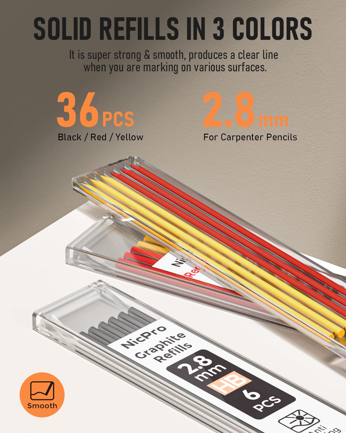Nicpro Carpenter Pencils with Sharpener, Mechanical Pencil for Construction