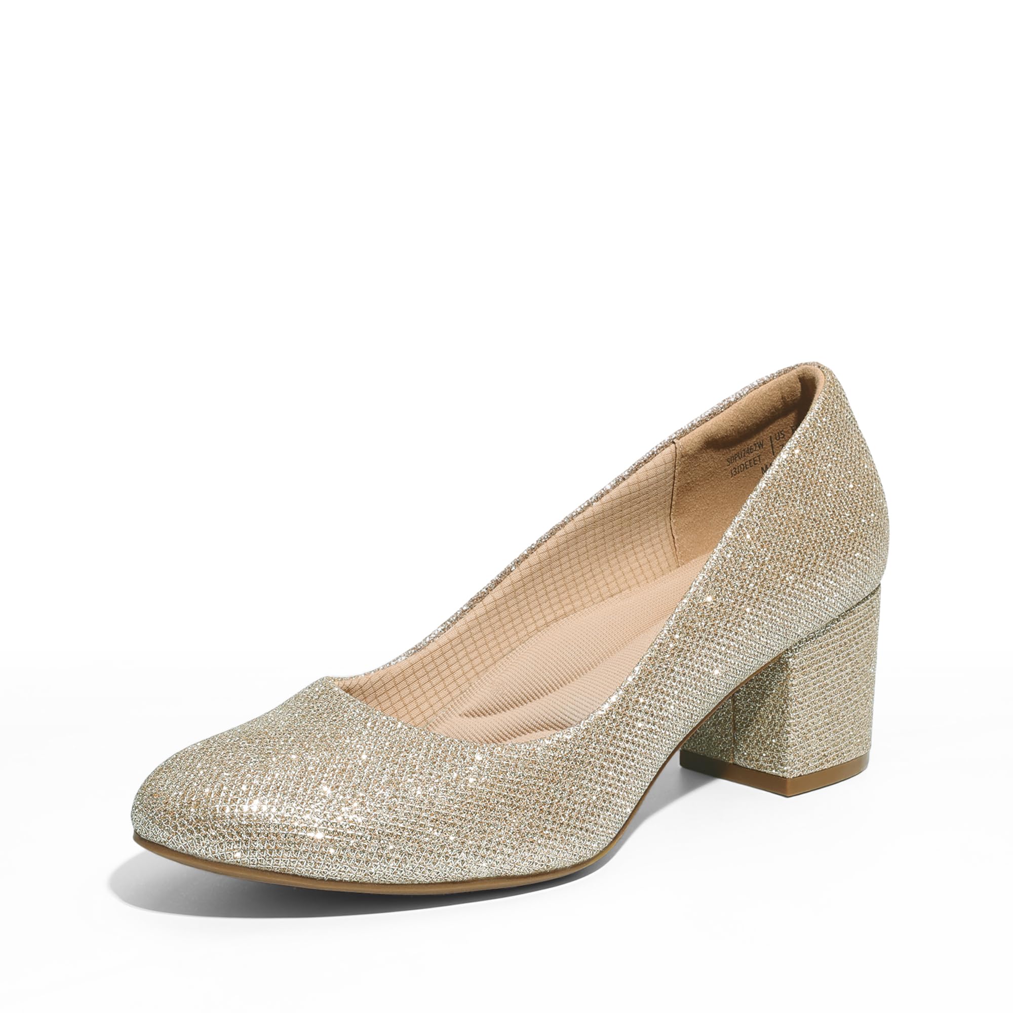 DREAM PAIRS Women's Block Heel Pumps Round Toe Dress Shoes