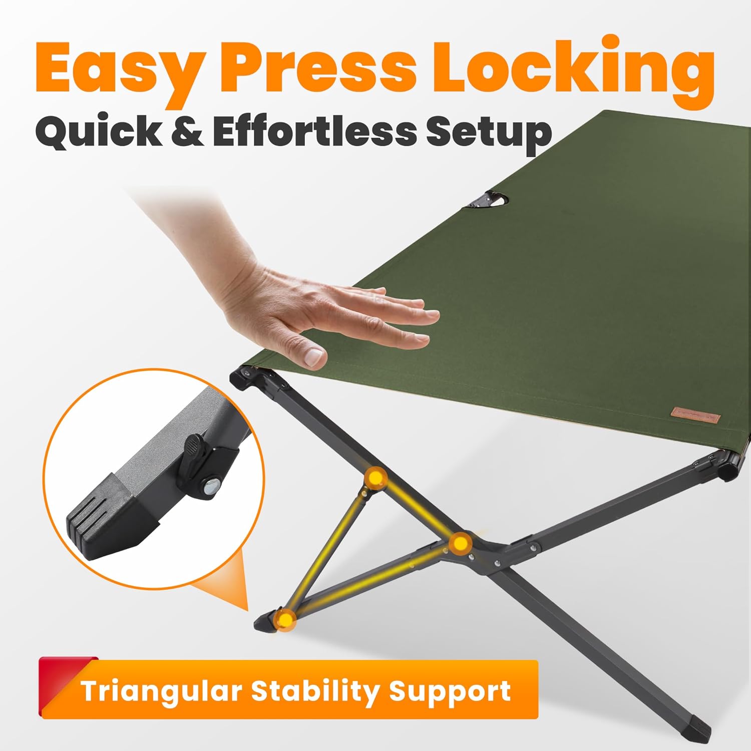 Heavy Duty Camping Cot for Adults, 31.5'' Wide Folding Cot, Support 400LBS