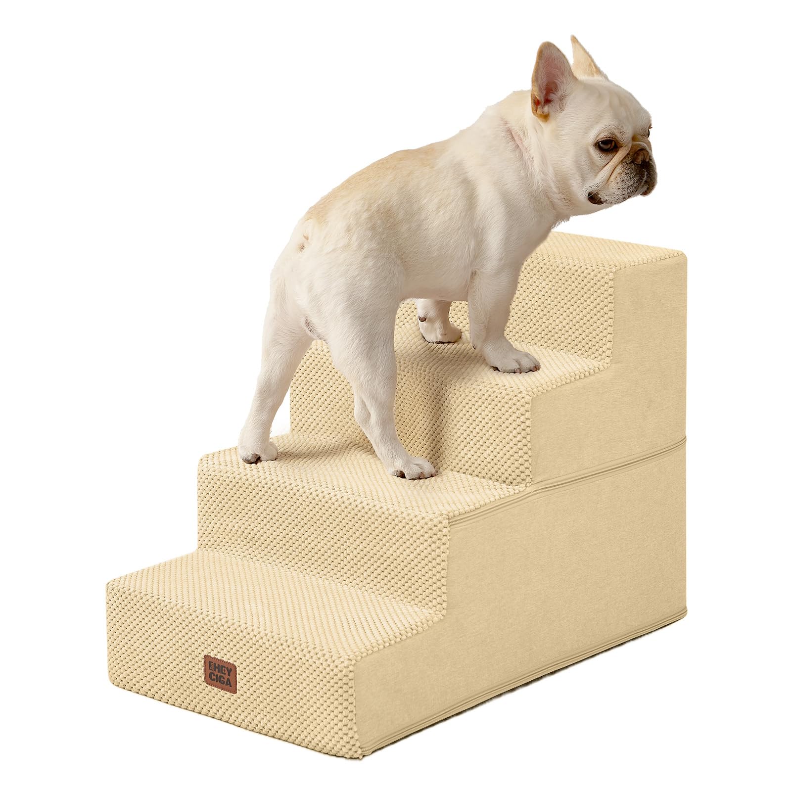 EHEYCIGA Dog Stairs for Bed 18" H, 4-Step Dog Steps for High Bed, Grey