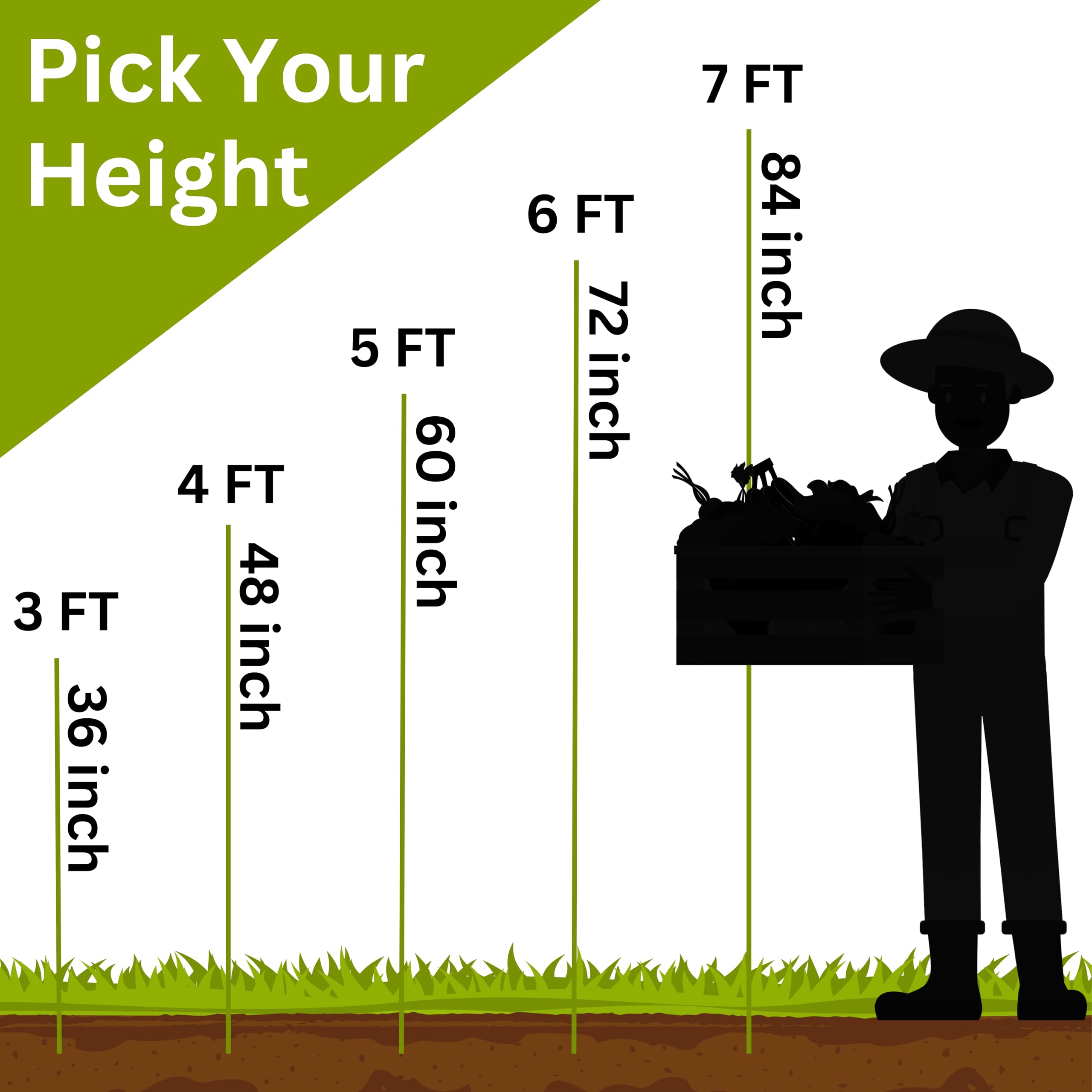 5 Ft Fiberglass Eco Friendly Garden Stakes 20 Pack (Height/Quantity Options) – Durable, Lightweight, Tomato, Tree, Strawberry, Plant, Support Fencing Stakes with Patterned Surface, Green (20, 5 Ft)