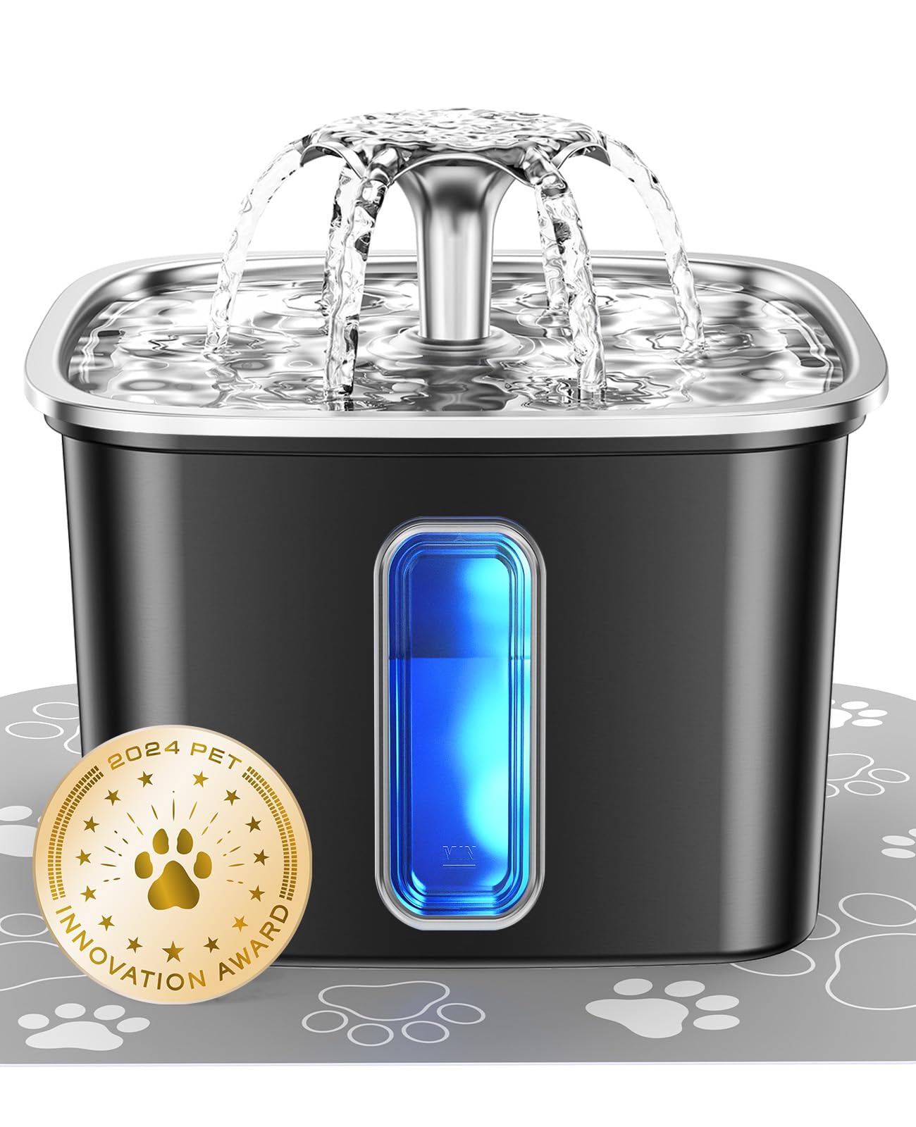 Veken Innovation Award Winner Stainless Steel Cat Water Fountain, 108oz