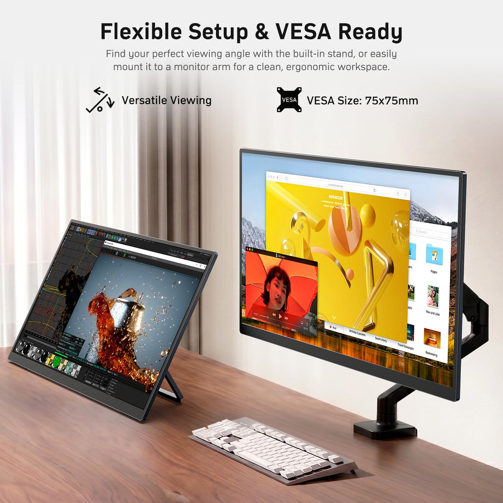 MNN 15.6" FHD 60Hz Portable Monitor USB-C HDMI IPS HDR Gaming Laptop