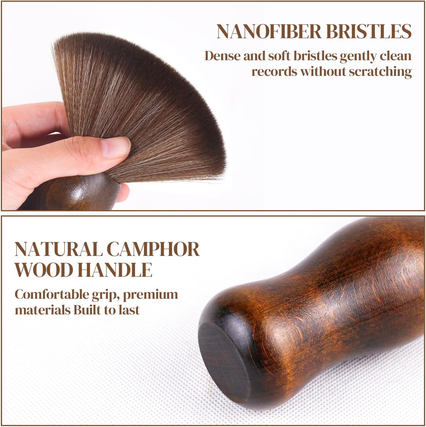 XQ XIAO QIAO Vinyl Record Cleaning Brush - Anti Static Dust Wooden Vinyl Cleaner Brush - Record Player Accessories