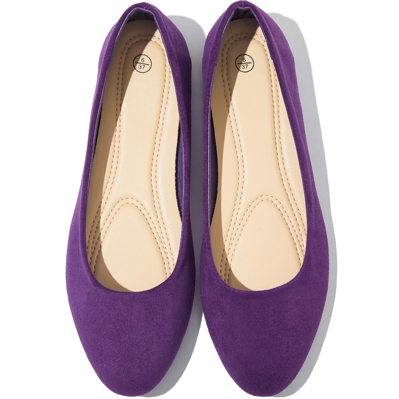 Shupua Flats for Women Round Toe Black Ballet Flats Dressy Work Shoes