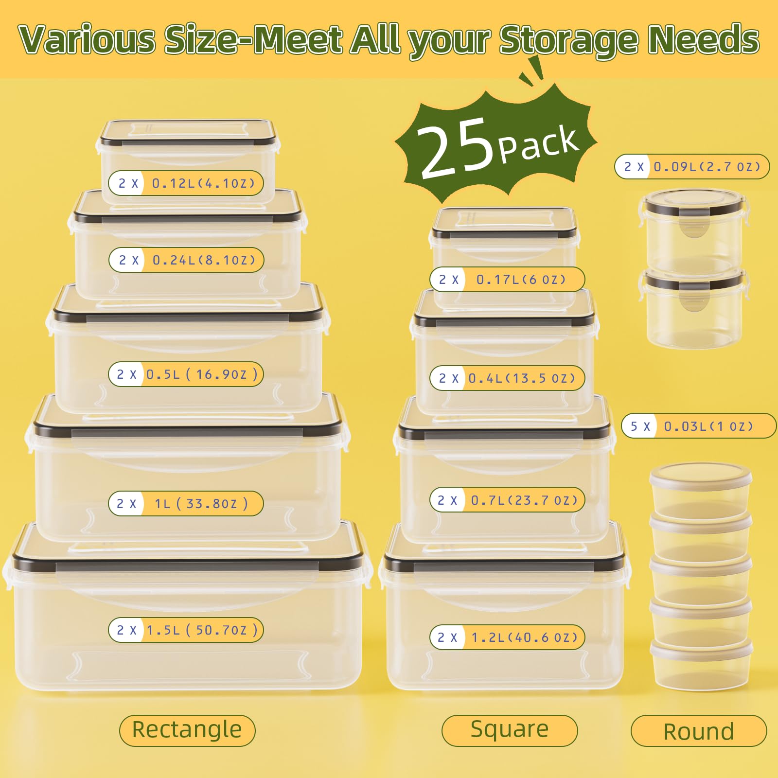 JSCARES 40 PCS Food Storage Containers with Lids Airtight (20 Lids &20 Containers) - Leakproof Meal-Prep Containers for Kitchen Storage Reusable Plastic Microwave/Dishwasher Safe with Labels & Pen