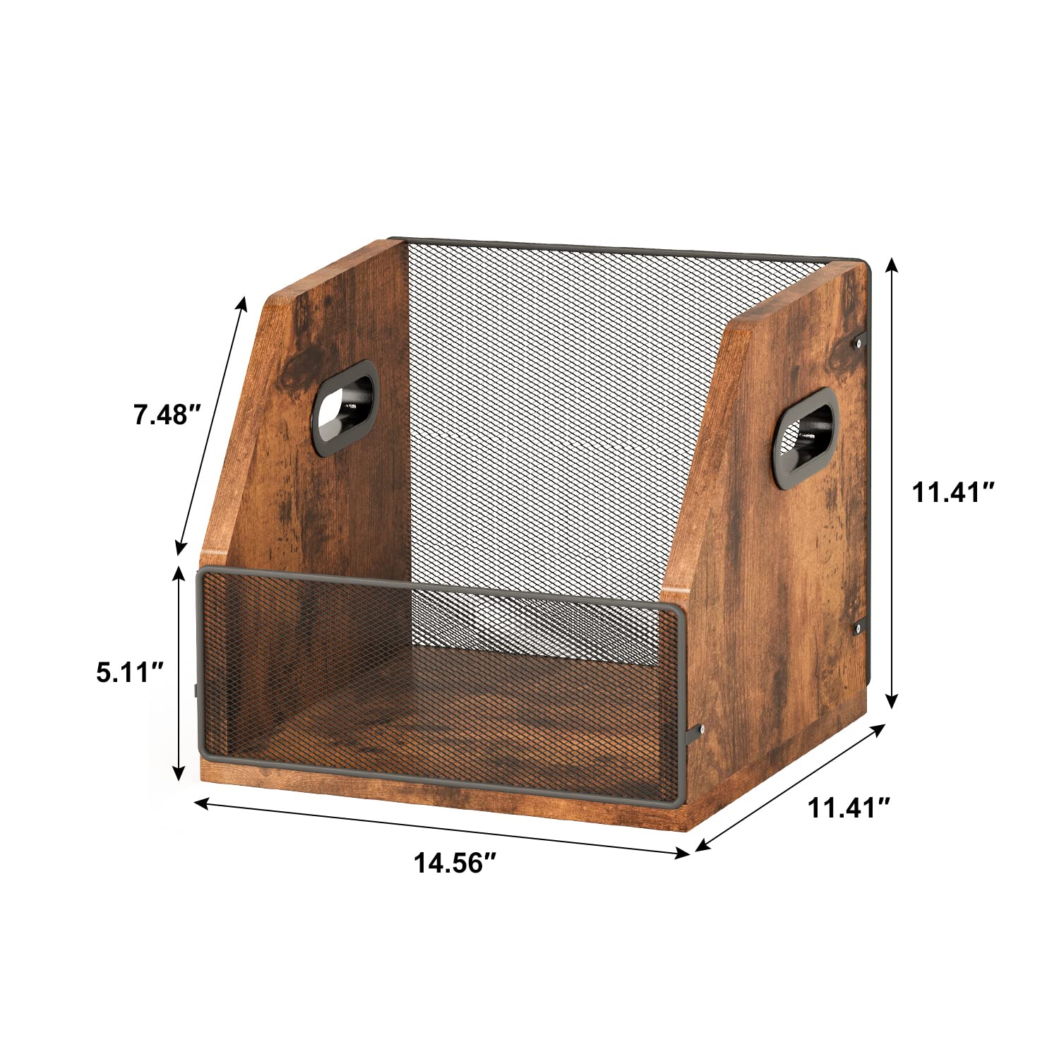 Homeiju Vinyl Record Storage, Record Box Case Crate, Vinyl Record Album Holder, Metal & Wooden LP Record Crate, Holds up to 60 Records