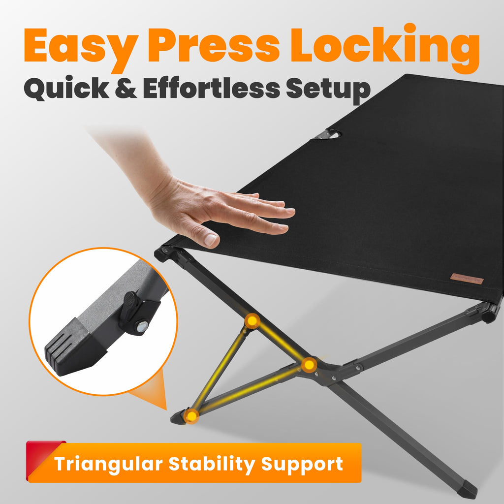 Heavy Duty Camping Cot for Adults, 31.5'' Wide Folding Cot, Support 400LBS