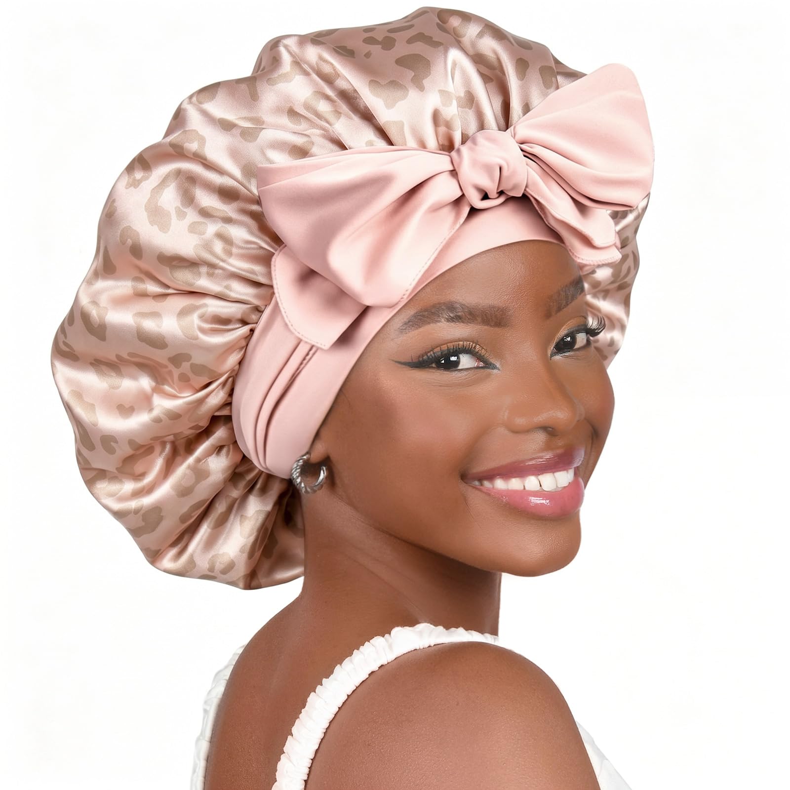 YANIBEST Adjustable Silk Bonnet for Sleeping Women Double Layer Satin Bonnet Reduce Friction Prevent Frizz Curly Hair