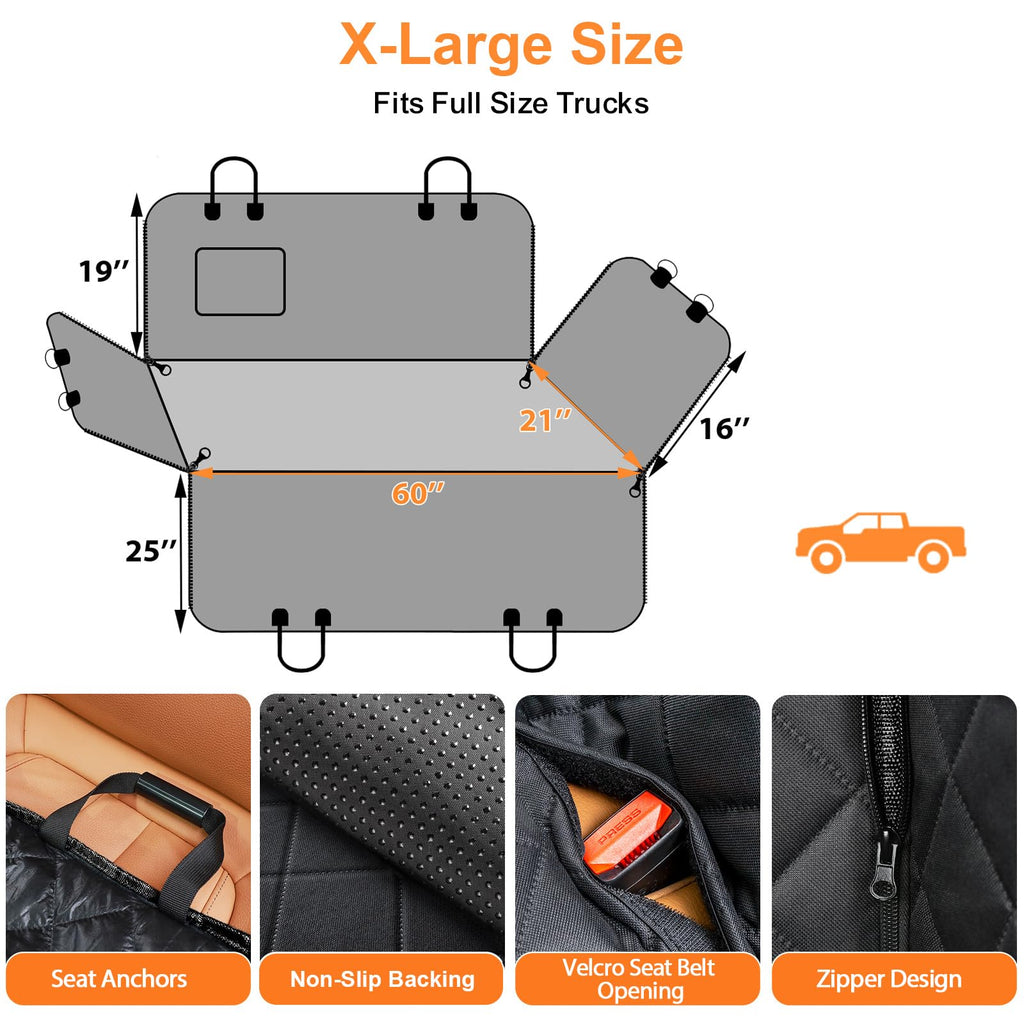 URPOWER Dog Car Seat Cover for Back Seat, Waterproof Hammock for Car & SUV