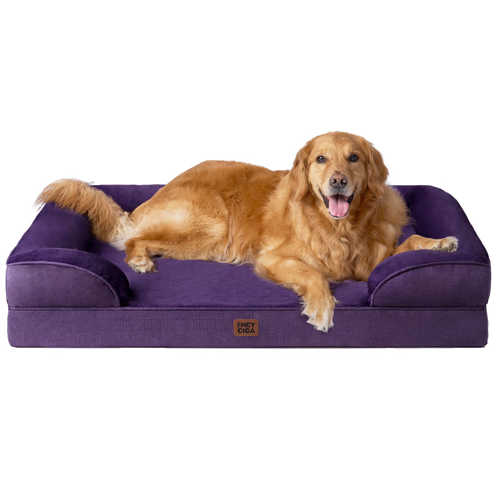 EHEYCIGA Orthopedic Dog Beds Large Sized Dog, Waterproof Memory Foam Pet Bed with Sides, Non-Slip Bottom Large Pet Bed with Washable Removable Cover, Grey