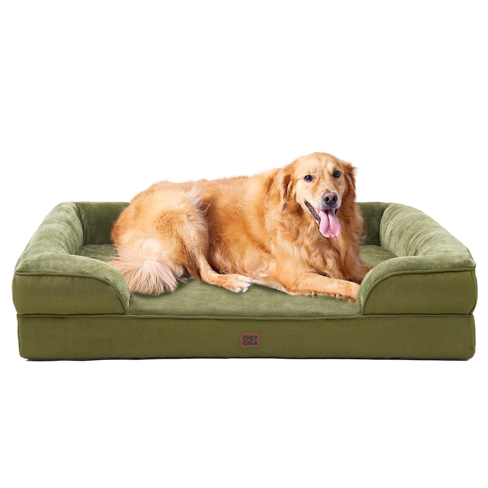 EHEYCIGA Orthopedic Dog Beds Large Sized Dog, Waterproof Memory Foam Pet Bed with Sides, Non-Slip Bottom Large Pet Bed with Washable Removable Cover, Grey