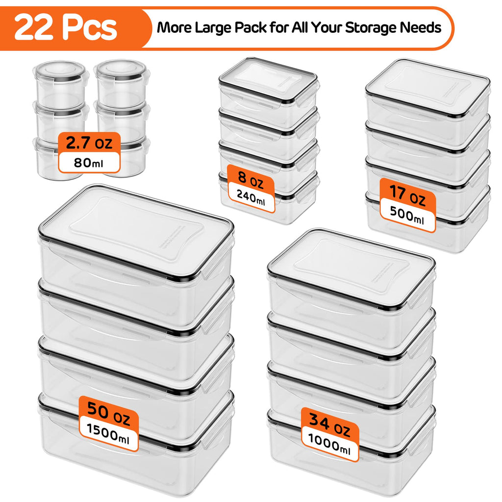 JSCARES 40 PCS Food Storage Containers with Lids Airtight (20 Lids &20 Containers) - Leakproof Meal-Prep Containers for Kitchen Storage Reusable Plastic Microwave/Dishwasher Safe with Labels & Pen