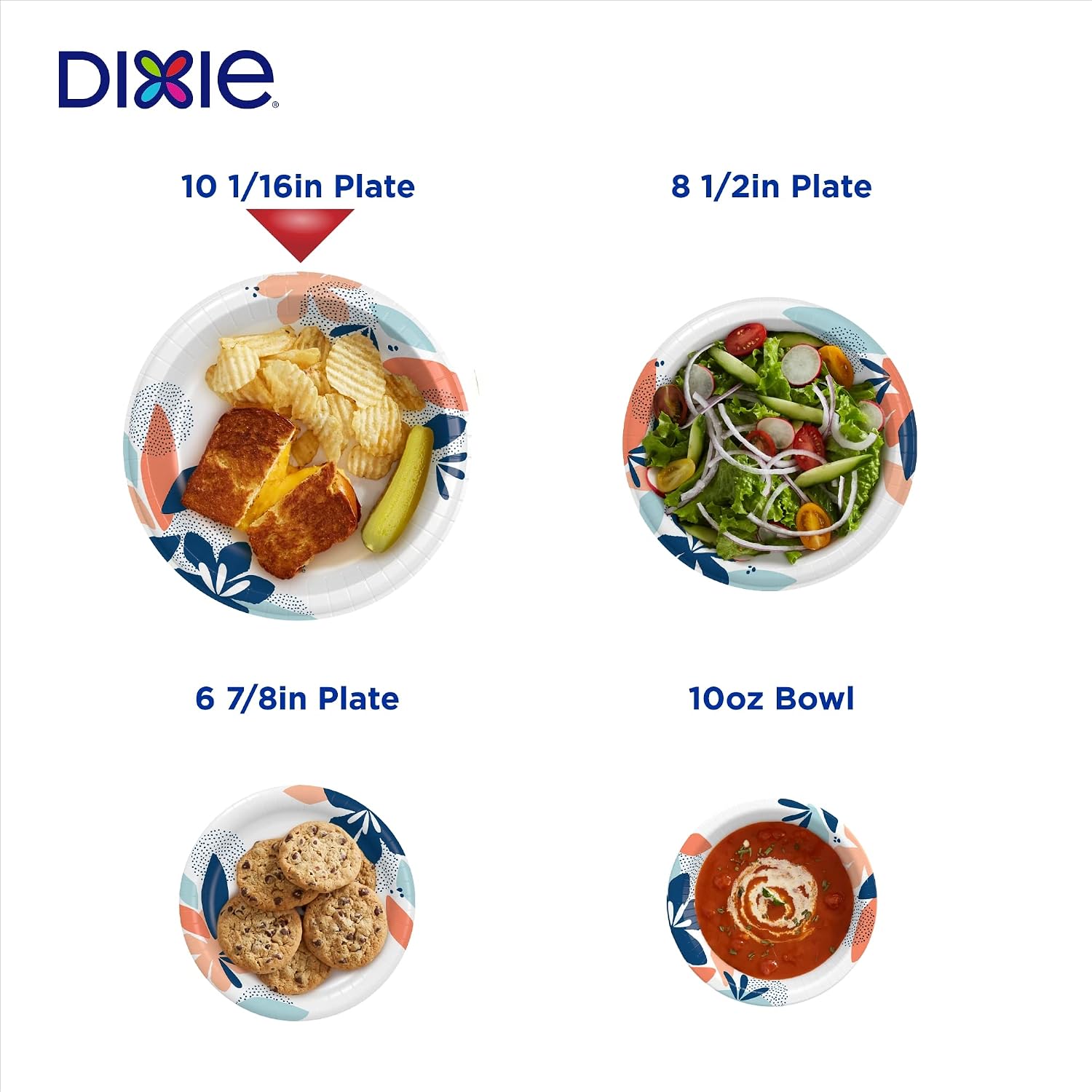 Dixie Medium Paper Plates, 8.5 Inch, 90 Count, 2X Stronger*, Microwave-Safe, Soak-Proof, Cut Resistant, Disposable Plates For Everyday Breakfast, Lunch, & Dinner Meals