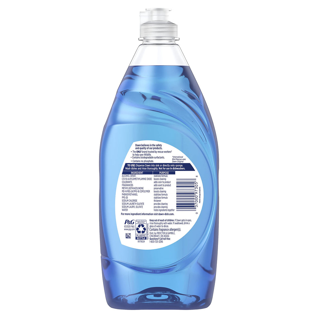 Dawn Ultra Dish Soap Refill Jug Large Size Original Blue Liquid Dishwashing Detergent, Powerful Dish Soap for Grease, 51.5oz (Pack of 2)