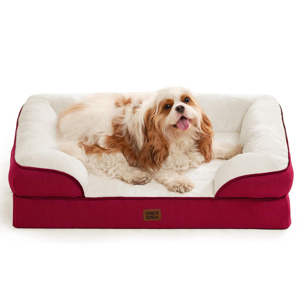 EHEYCIGA Orthopedic Dog Beds Large Sized Dog, Waterproof Memory Foam Pet Bed with Sides, Non-Slip Bottom Large Pet Bed with Washable Removable Cover, Grey