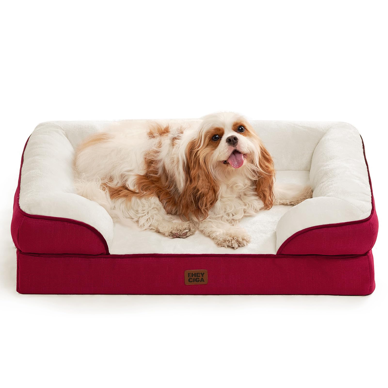 EHEYCIGA Orthopedic Dog Beds Large Sized Dog, Waterproof Memory Foam Pet Bed with Sides, Non-Slip Bottom Large Pet Bed with Washable Removable Cover, Grey