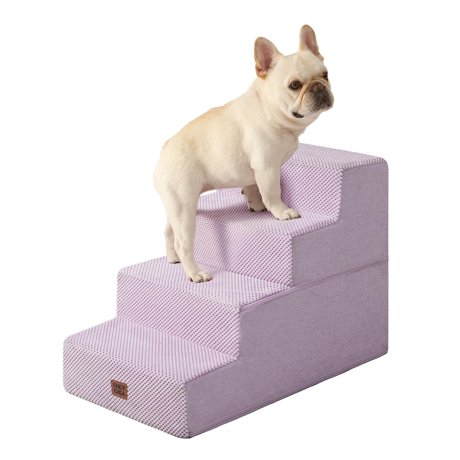 EHEYCIGA Dog Stairs for Bed 18" H, 4-Step Dog Steps for High Bed, Grey