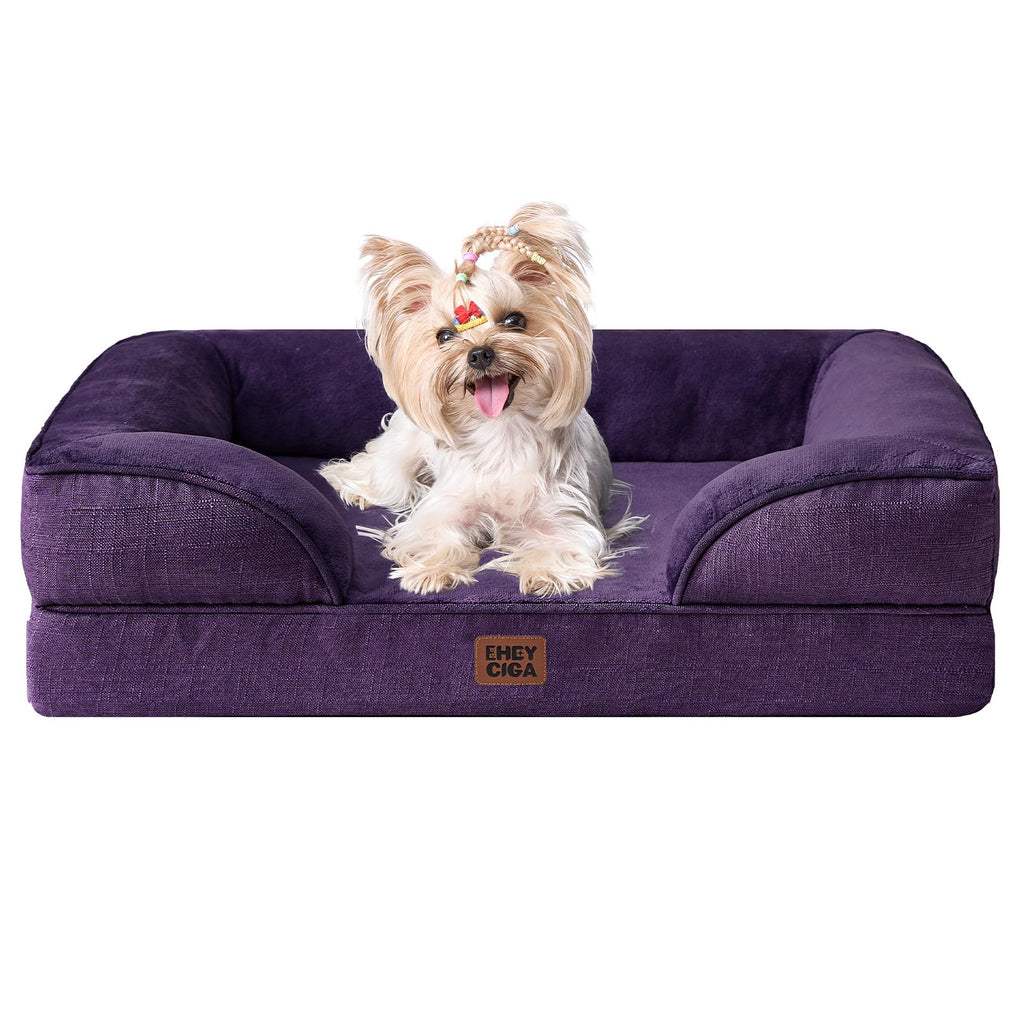 EHEYCIGA Orthopedic Dog Beds Large Sized Dog, Waterproof Memory Foam Pet Bed with Sides, Non-Slip Bottom Large Pet Bed with Washable Removable Cover, Grey