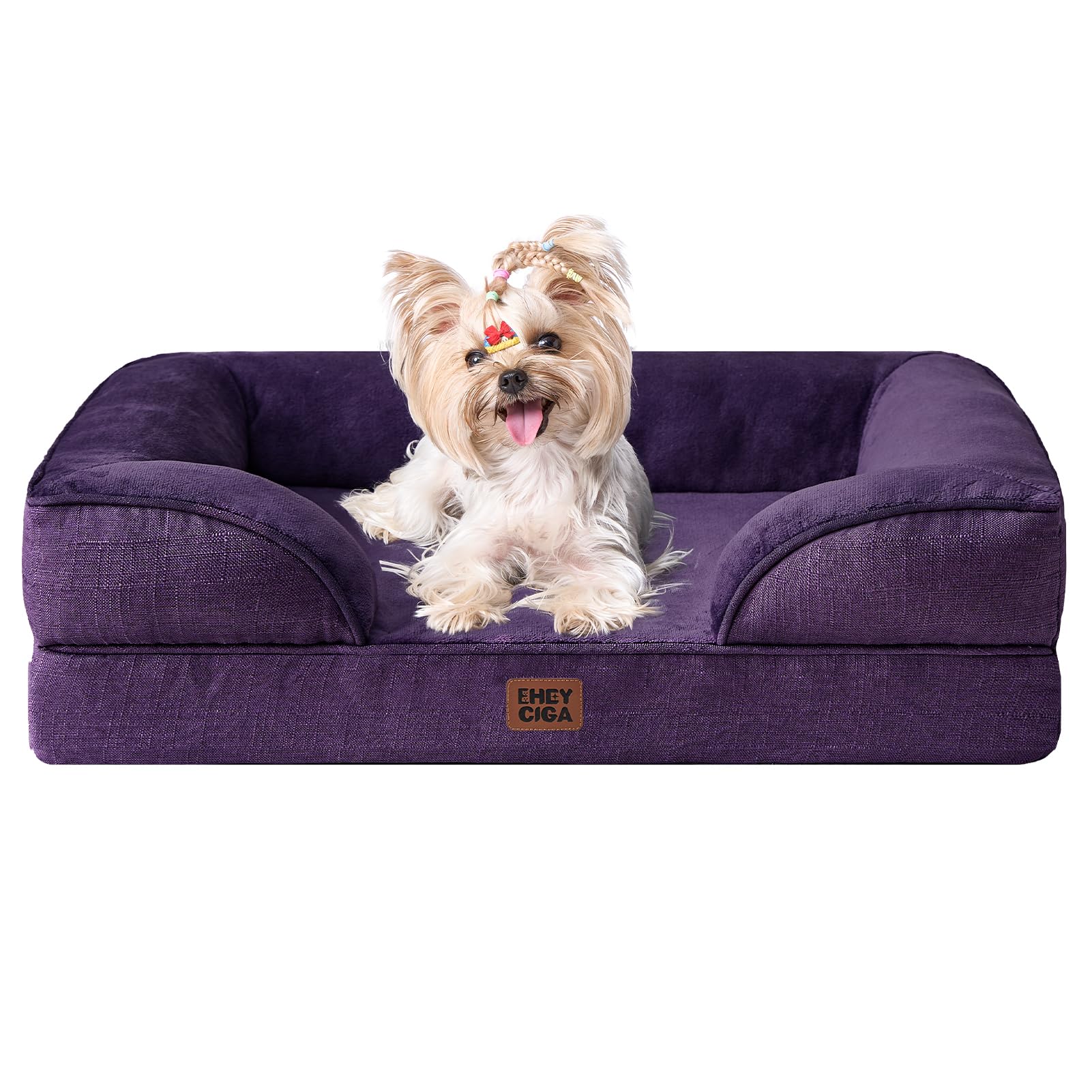 EHEYCIGA Orthopedic Dog Beds Large Sized Dog, Waterproof Memory Foam Pet Bed with Sides, Non-Slip Bottom Large Pet Bed with Washable Removable Cover, Grey