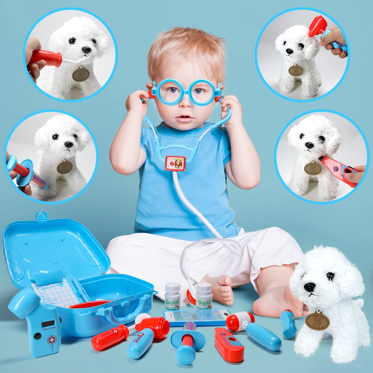 Meland Doctor Kit with Puppy for Kids, Pretend Play Toy Gift for Ages 3–6