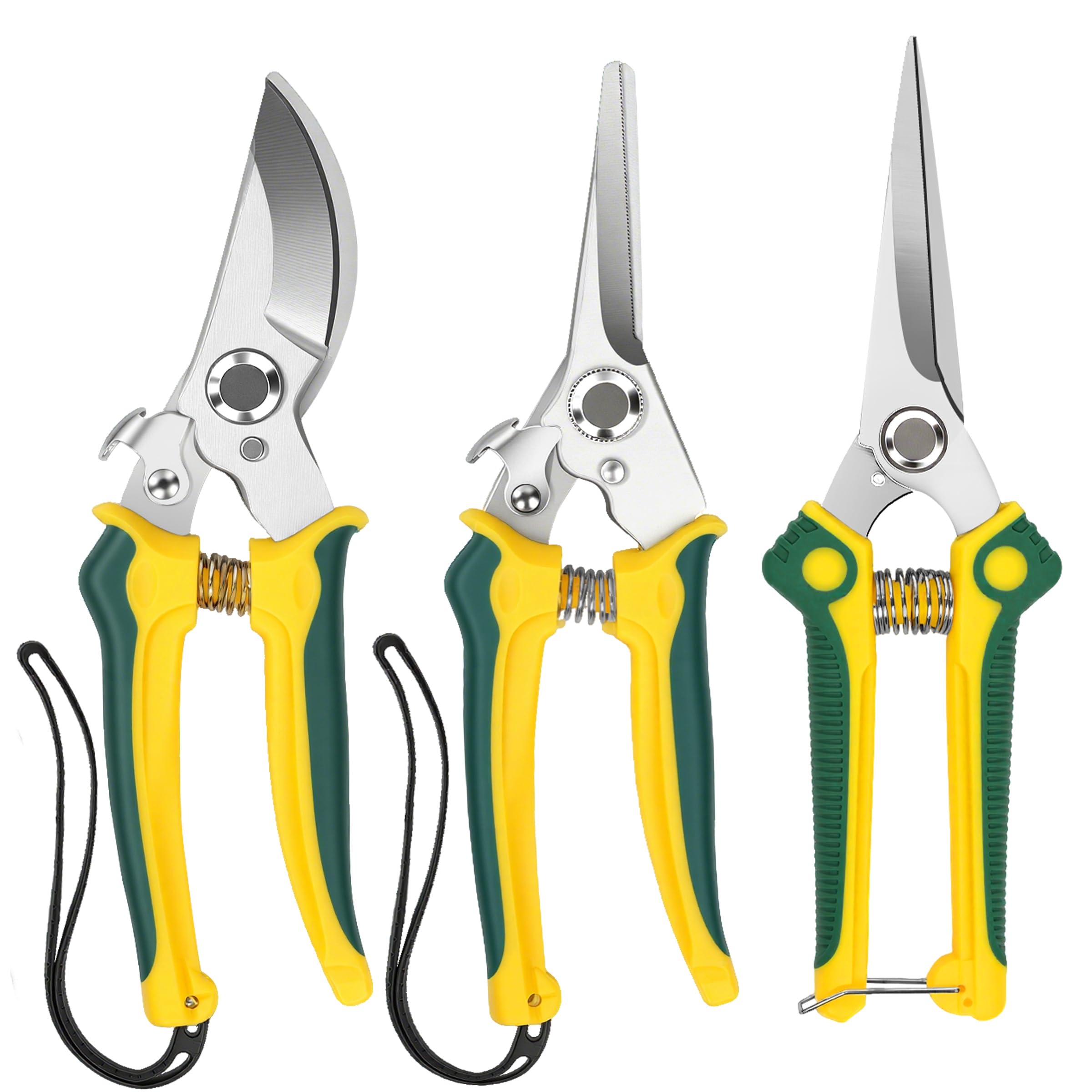 EWPJDK 3 Pack Garden Pruning Shears Scissors Clippers Stainless Steel