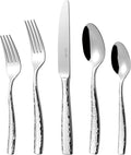 LUCIELLA 45-Piece Hammered 18/10 Forged Silverware Set and serving utensils