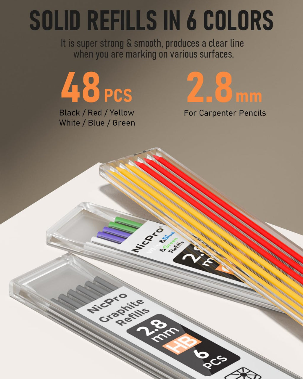 Nicpro Carpenter Pencils with Sharpener, Mechanical Pencil for Construction