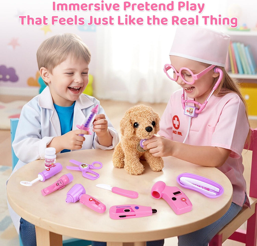 Meland Doctor Kit with Puppy for Kids, Pretend Play Toy Gift for Ages 3–6