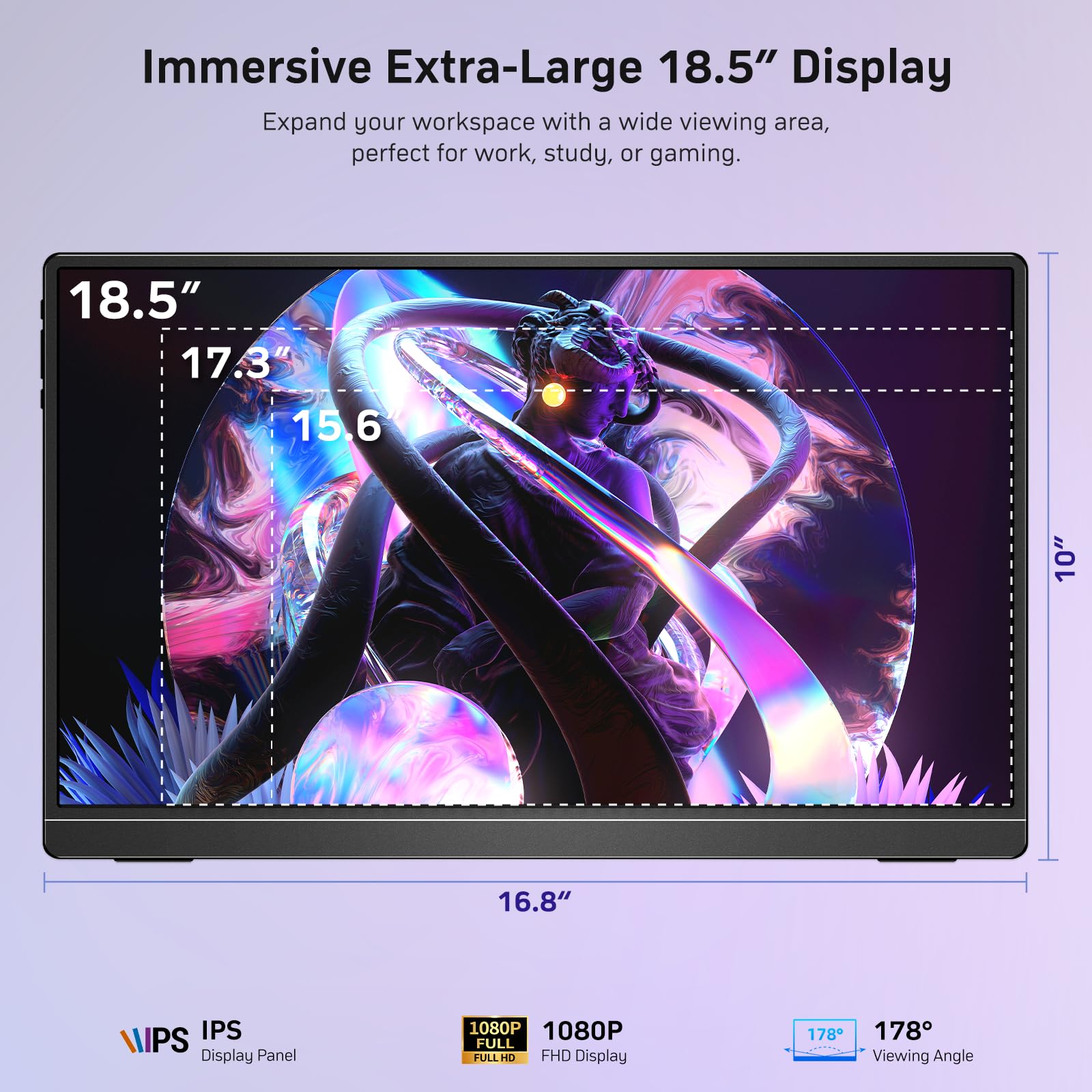 MNN 15.6" FHD 60Hz Portable Monitor USB-C HDMI IPS HDR Gaming Laptop