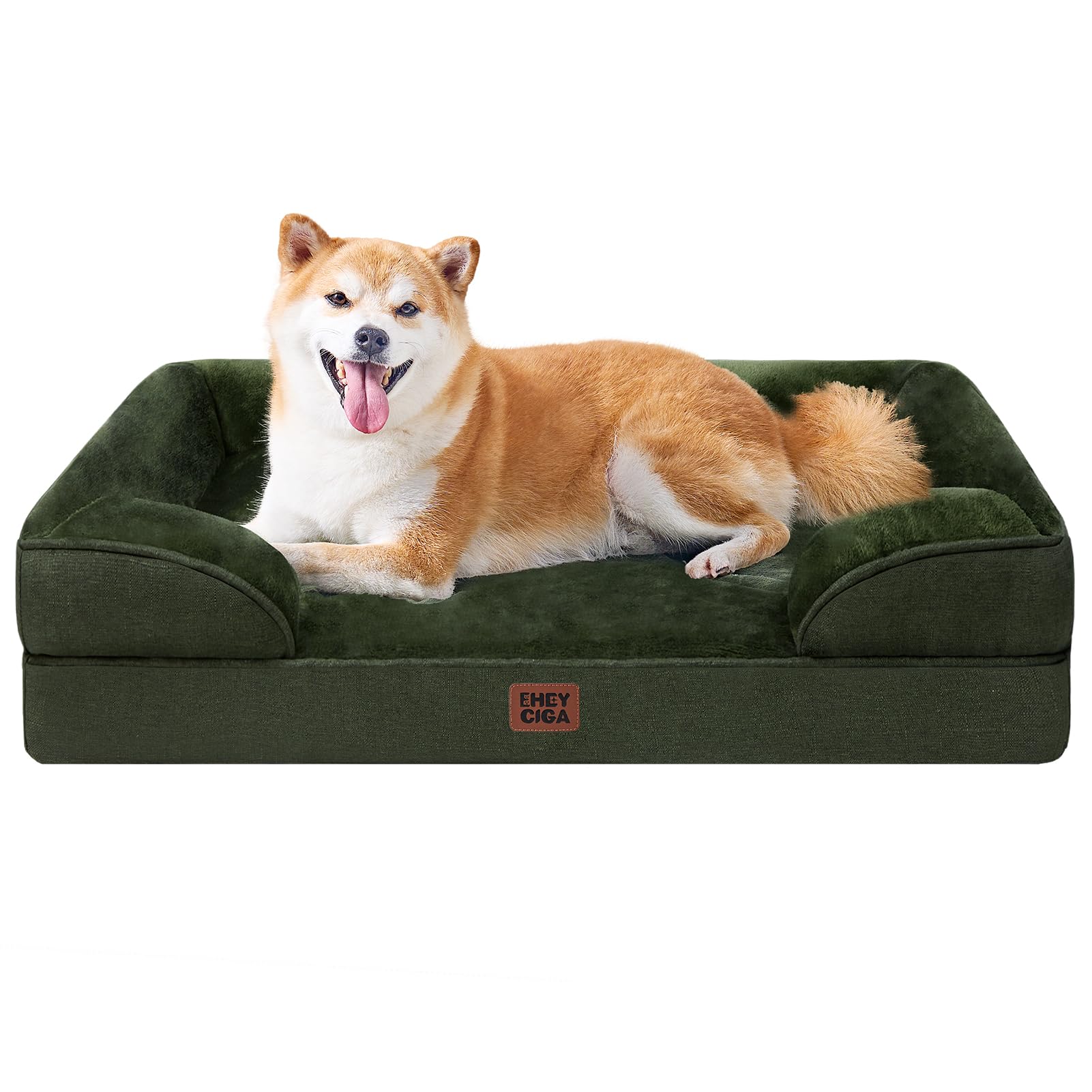 EHEYCIGA Orthopedic Dog Beds Large Sized Dog, Waterproof Memory Foam Pet Bed with Sides, Non-Slip Bottom Large Pet Bed with Washable Removable Cover, Grey