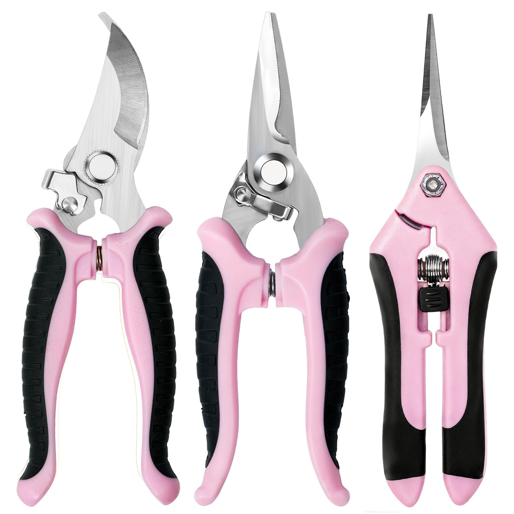 EWPJDK 3 Pack Garden Pruning Shears Scissors Clippers Stainless Steel
