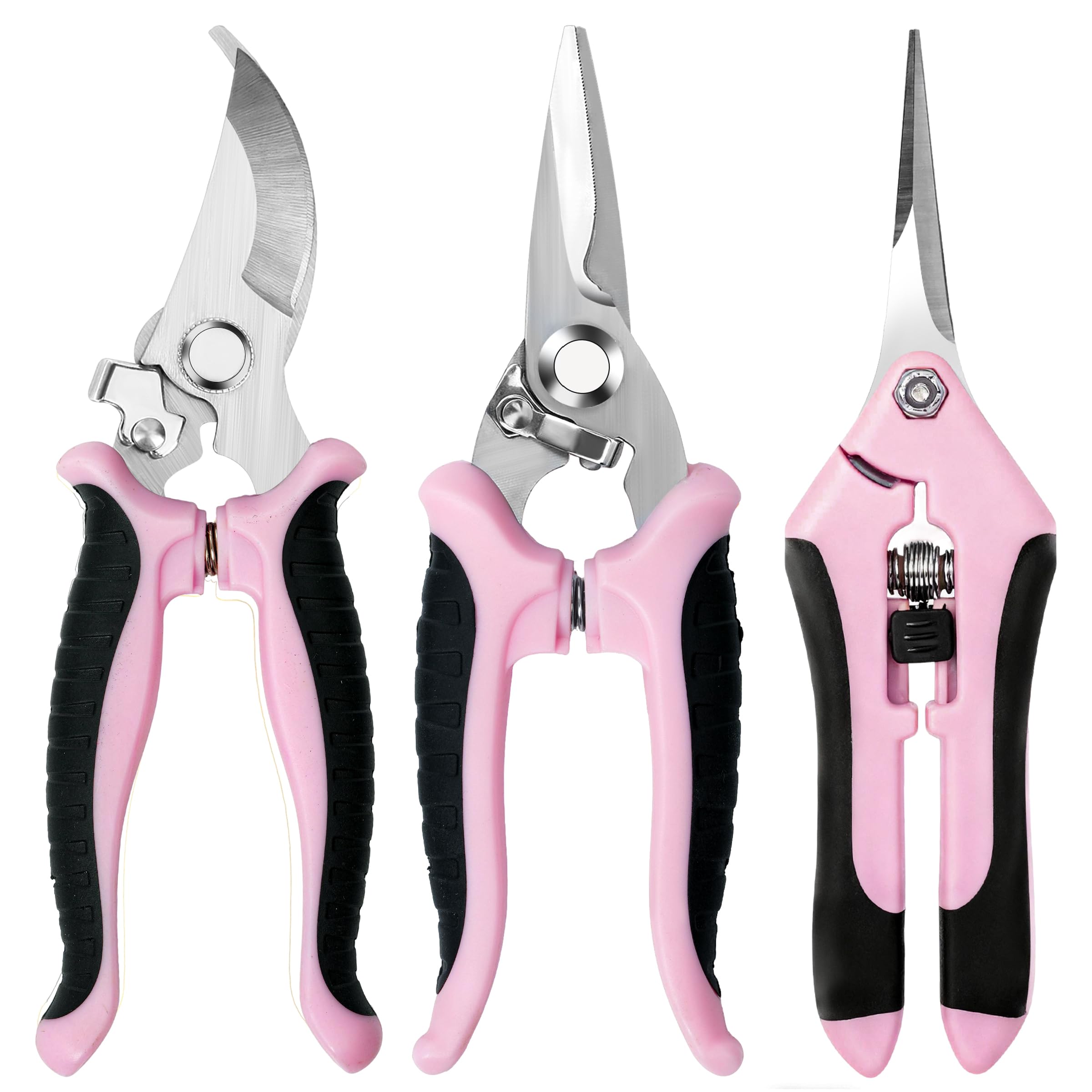 EWPJDK 3 Pack Garden Pruning Shears Scissors Clippers Stainless Steel