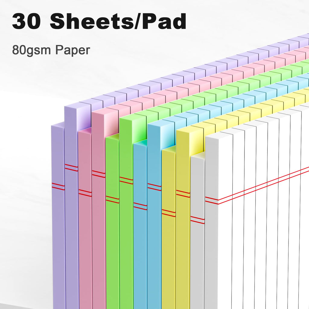 5pcs Small Note Pads 5x8 Notebook College Ruled Legal Pads Color Notepads 5 Pack Study Back Writing Pads 5 x 8 Perforated Narrow Ruled Pads of Paper for School & Office Supplies 30 Sheets/Pack