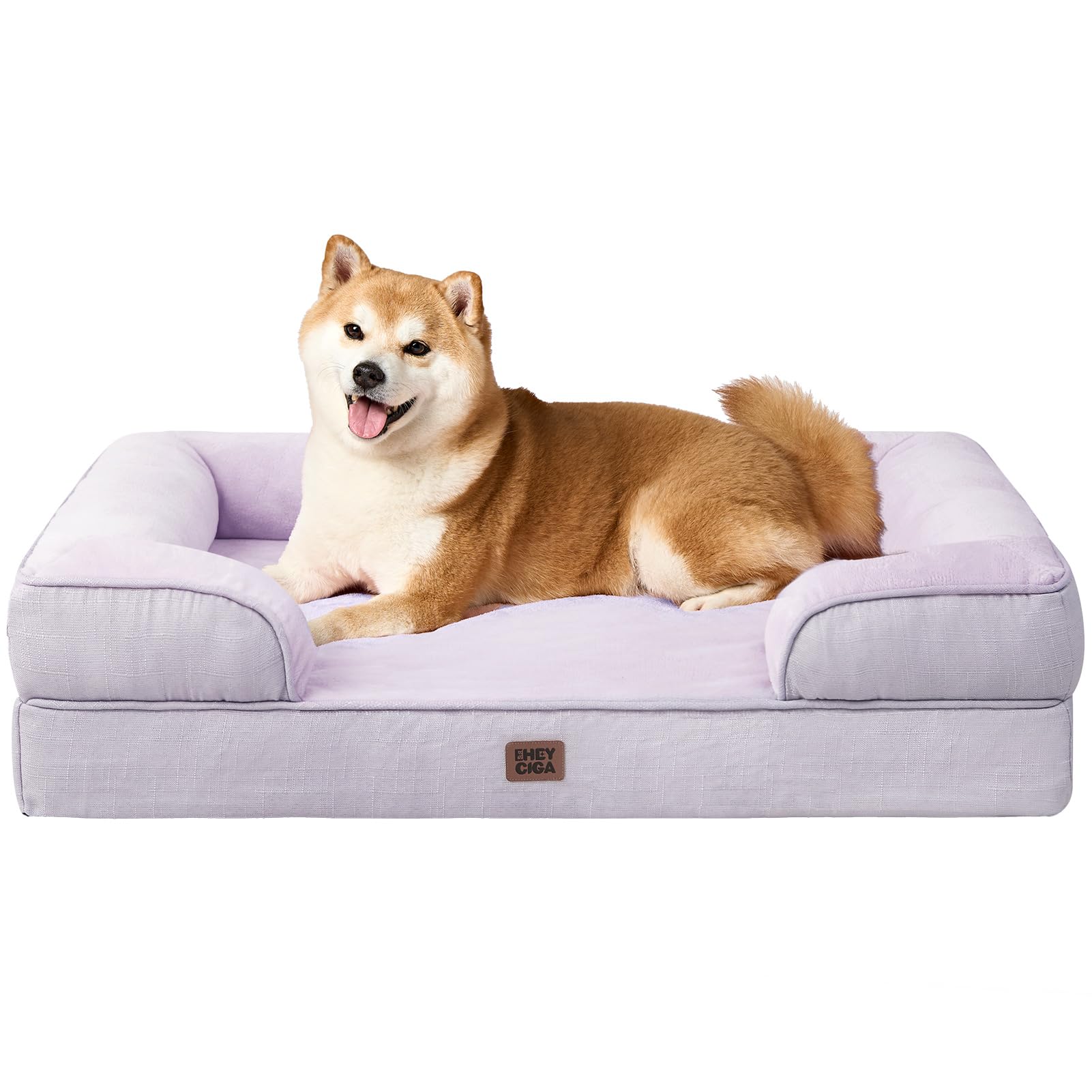 EHEYCIGA Orthopedic Dog Beds Large Sized Dog, Waterproof Memory Foam Pet Bed with Sides, Non-Slip Bottom Large Pet Bed with Washable Removable Cover, Grey
